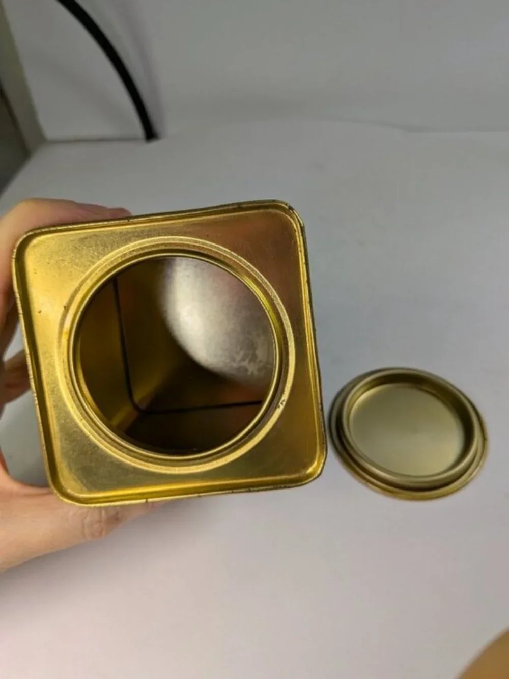 Vintage British Tea Metal Tins Collection 2pc Green & Gold Farmhouse Kitchen